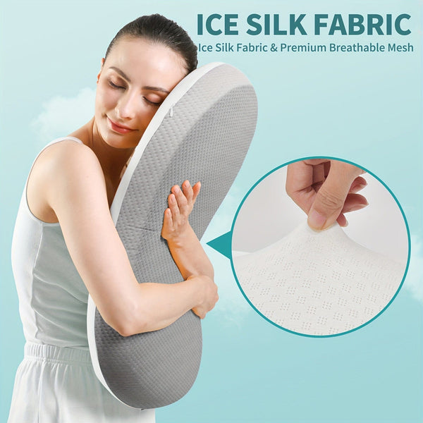 Planet Gates White 1pc Cervical Pillow Neck Pillow For Sleeping, Orthopedic Contour Memory Foam Pillows For Bed With Cooling Pillow Cover