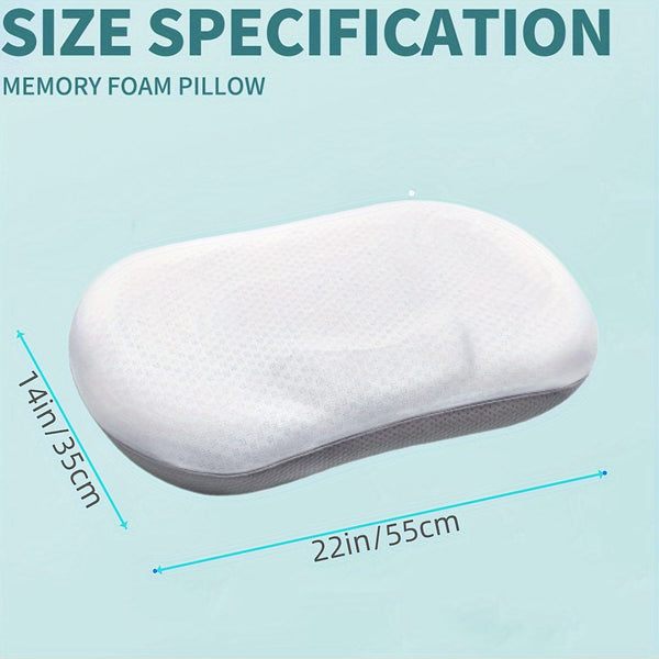 Planet Gates White 1pc Cervical Pillow Neck Pillow For Sleeping, Orthopedic Contour Memory Foam Pillows For Bed With Cooling Pillow Cover