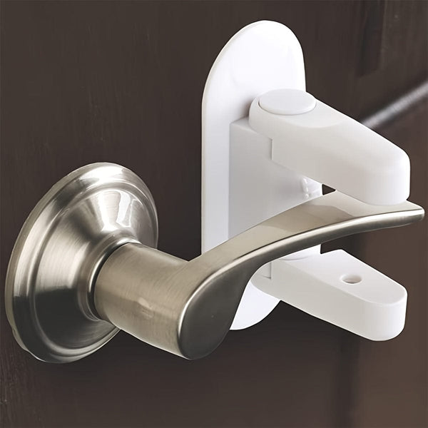 Planet Gates White 1pc Children's Door Lever Lock, Children Safety Door Lock Home Protection Lock, 3M Adhesive