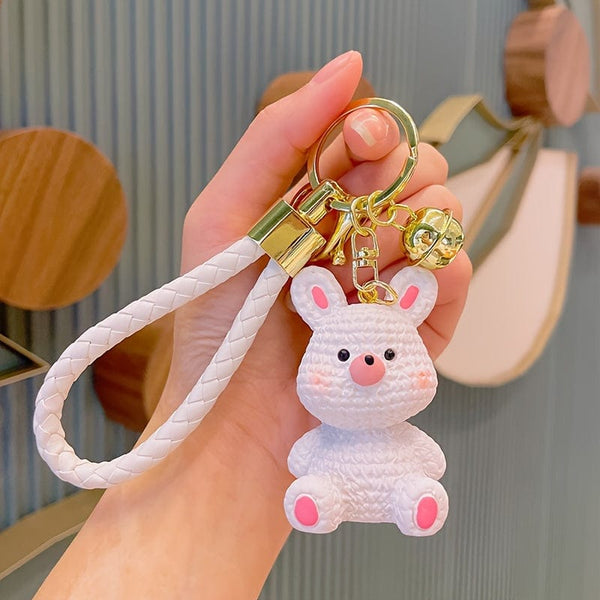 Planet Gates White 1pc Cute Cartoon Animal Keychain Resin Anime Bunny, Pig Dinosaur Keyring Pendant, Bag Charm, Car Keychain, Car Accessories, Gifts