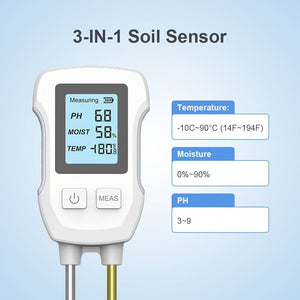 Planet Gates White 1pc, Double Needle PH Humidity, Temperature, High Precision, High Pigment LCD Screen Three-in-one Soil Detector