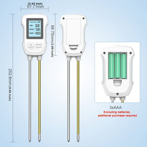 Planet Gates White 1pc, Double Needle PH Humidity, Temperature, High Precision, High Pigment LCD Screen Three-in-one Soil Detector