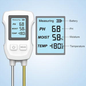 Planet Gates White 1pc, Double Needle PH Humidity, Temperature, High Precision, High Pigment LCD Screen Three-in-one Soil Detector