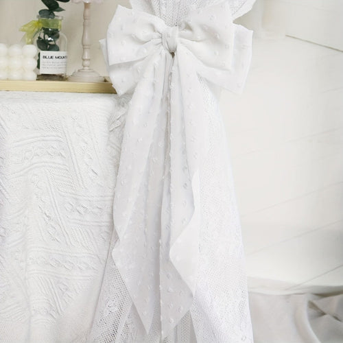 Planet Gates White 1pc Fabric Bow Decor Curtain Tieback, Metal Curtain Clip, Curtain Buckle For Home Decoration, Curtain Accessories