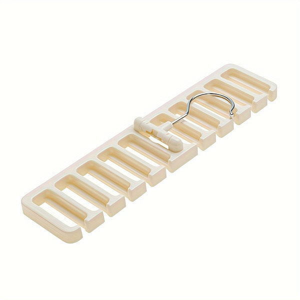 Planet Gates White 1pc Foldable Belts Storage Hanger With Slots, Multi-functional Plastic Clothes Hanger For Ties, Belts, Household Storage Organizer For Bathroom, Bedroom, Closet, Wardrobe, Home, Dorm, Bedroom Accessories
