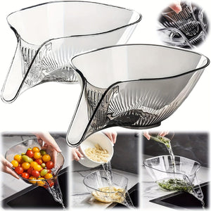 Planet Gates White 1pc + Gray 1pc 1/2pcs, Drain Basket, Drainage Basket, Multifunctional Plastic Draining Bowl, Household Kitchen Food Drainer, Vegetable Washing Basin, Fruit Plate, Strainer Basket With Funnel For Vegetables, Pasta.