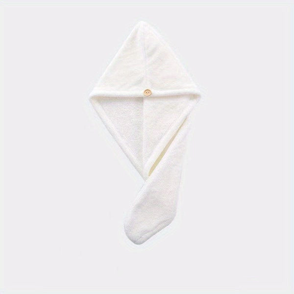 Planet Gates White 1pc Microfiber Hair Towel, Hair Towel With Button, Super Absorbent, Hair Towel Wrap, For Curly Hair, Fast Drying Hair Wraps For Women, Anti Frizz Microfiber Towel, Grey, Camel, Brown, Bathroom Accessories