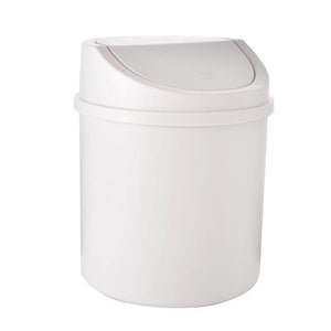 Planet Gates White 1pc Mini Desktop Bin Small Trash Can Tube With Cover Bedroom Trash Can Garbage Can Clean Workspace Storage Box Home Desk Dustbin