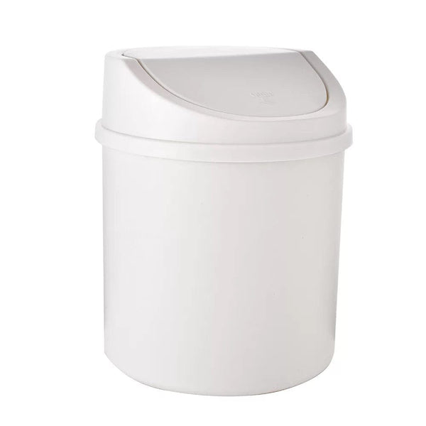 Planet Gates White 1pc Mini Desktop Bin Small Trash Can Tube With Cover Bedroom Trash Can Garbage Can Clean Workspace Storage Box Home Desk Dustbin