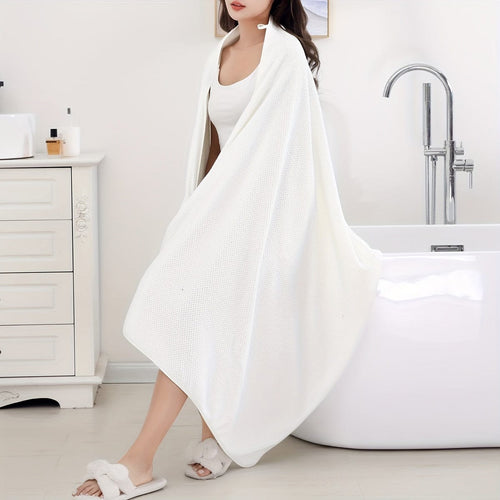 Planet Gates White 1pc Oversized Super Soft Bath Towel, Absorbent Quick-drying Women's Shower Towel, Cute Comfortable Household Towel, Bathroom Supplies, Home Supplies, 90*180cm