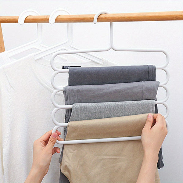 Planet Gates White 1pc Plastic Multi-layer Clothes Hanger, Space Saving Clothes Pants Hanger, Closet Organizer Storage Hanger, For Pants Jeans Trousers Skirts Scarves, Bedroom Accessories