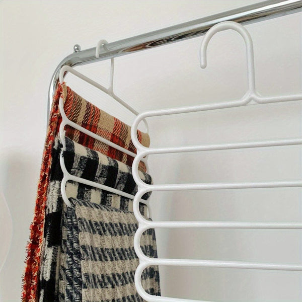 Planet Gates White 1pc Plastic Multi-layer Clothes Hanger, Space Saving Clothes Pants Hanger, Closet Organizer Storage Hanger, For Pants Jeans Trousers Skirts Scarves, Bedroom Accessories