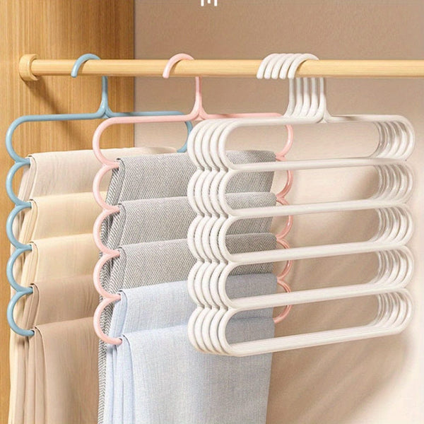 Planet Gates White 1pc Plastic Multi-layer Clothes Hanger, Space Saving Clothes Pants Hanger, Closet Organizer Storage Hanger, For Pants Jeans Trousers Skirts Scarves, Bedroom Accessories