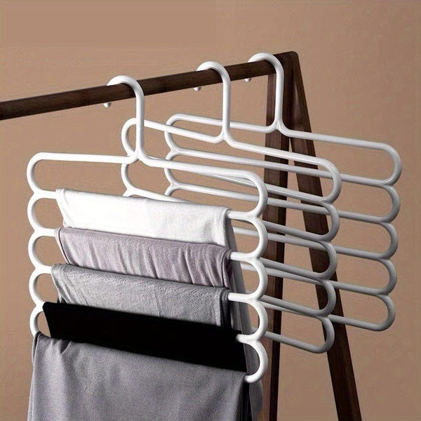 Planet Gates White 1pc Plastic Multi-layer Clothes Hanger, Space Saving Clothes Pants Hanger, Closet Organizer Storage Hanger, For Pants Jeans Trousers Skirts Scarves, Bedroom Accessories