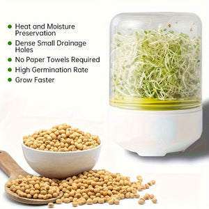 Planet Gates White 1pc, Plastic Sprouting Machine Growing Kit, Countertop Homemade Fresh Bean Sprout Making, Bean Sprout Sprouting Machine, Practical Kitchen Gadget, Home Kitchen Accessories