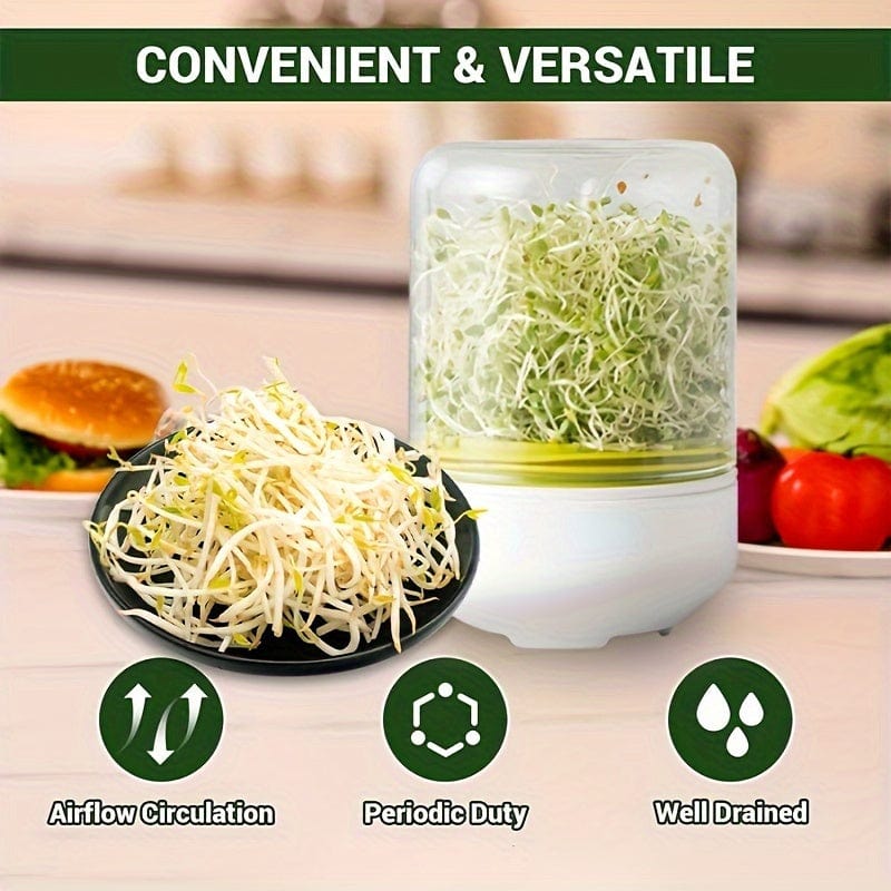 Planet Gates White 1pc, Plastic Sprouting Machine Growing Kit, Countertop Homemade Fresh Bean Sprout Making, Bean Sprout Sprouting Machine, Practical Kitchen Gadget, Home Kitchen Accessories