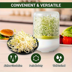 Planet Gates White 1pc, Plastic Sprouting Machine Growing Kit, Countertop Homemade Fresh Bean Sprout Making, Bean Sprout Sprouting Machine, Practical Kitchen Gadget, Home Kitchen Accessories