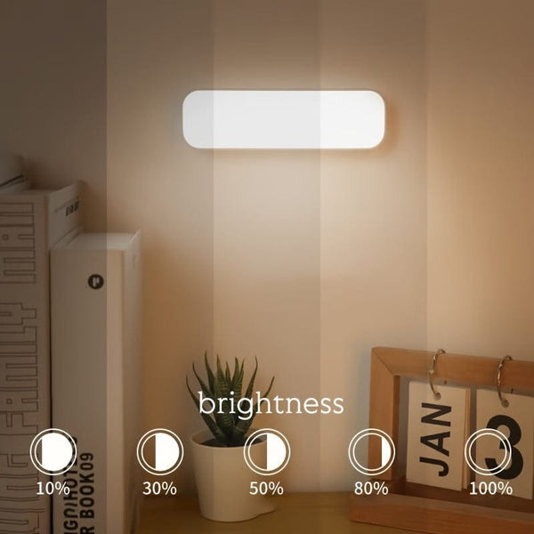 Planet Gates White 1pc Rechargeable Wall-Mounted Reading Light with Dimmable Lights and Magnetic Mounting - Perfect for Bunk Beds, Cabinets, and Closets - Portable Makeup Mirror Included