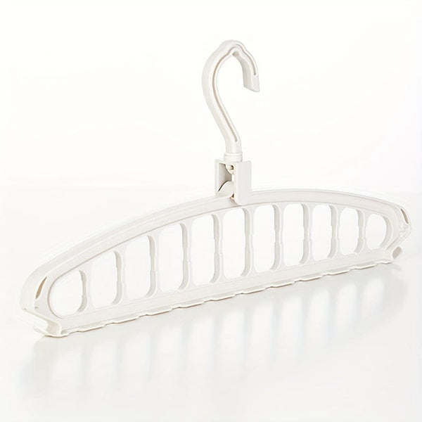 Planet Gates White 1pc Space Saving Multi-Hole Clothes Hanger For Home, Dorm, And Travel - Foldable Drying Rack For Trousers, Shirts, And Skirts, Max Bearing 4.54KG