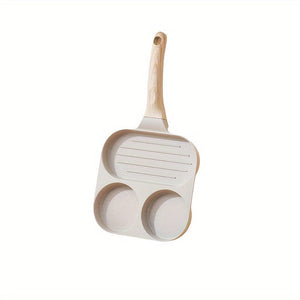 Planet Gates white 1pc Three In One Egg Frying Pan, Non Stick Breakfast Pan, Flat Bottom Egg, Burger Pan, Household Steak Frying Pan, Kitchen Accessories, Kitchen Supplies