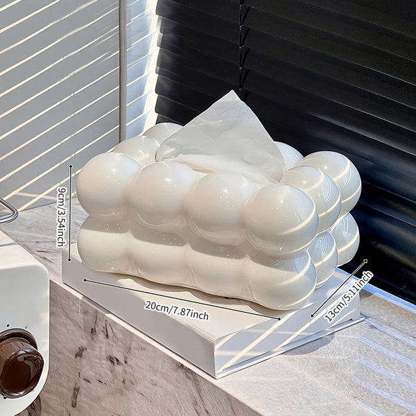 Planet Gates White 1pc, Tissue Box Holder, Desktop Tissue Holder, Tissue Box Cover, Cloud Shaped Tissue Box, Decorative Tissue Holder, Creative Tissue Box For Home Kitchen Bedroom Living Room Dining Room, Plastic Home Storage Box