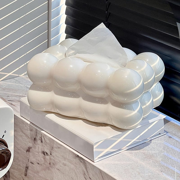 Planet Gates white 1pc, Tissue Box Holder, Desktop Tissue Holder, Tissue Box Cover, Kawaii Cloud Shaped Tissue Box, Decorative Tissue Holder, Creative Tissue Box For Home Kitchen Bedroom Living Room Dining Room, Plastic Home Storage Box