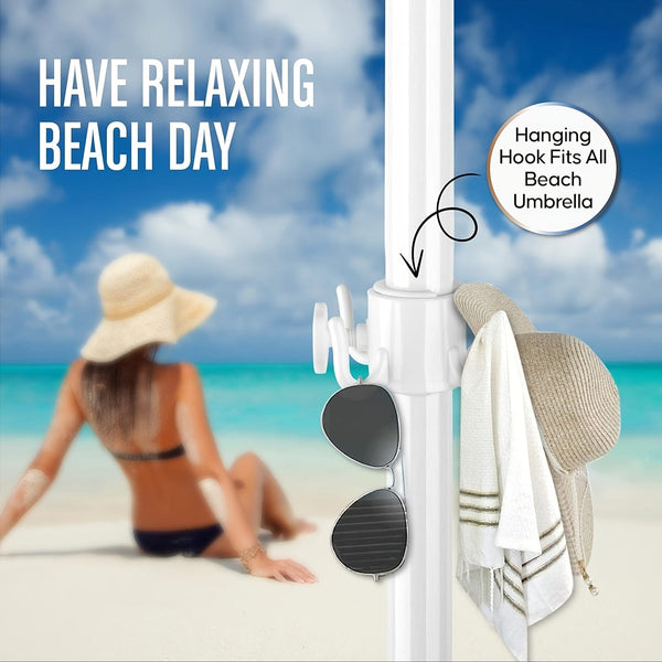 Planet Gates White 1pc Umbrella Canopy 4-Prongs Durable Beach Umbrella Hanging Hook Plastic Umbrella Hook Hanging Beach Umbrella Hanger Clips Holder (Color : White)