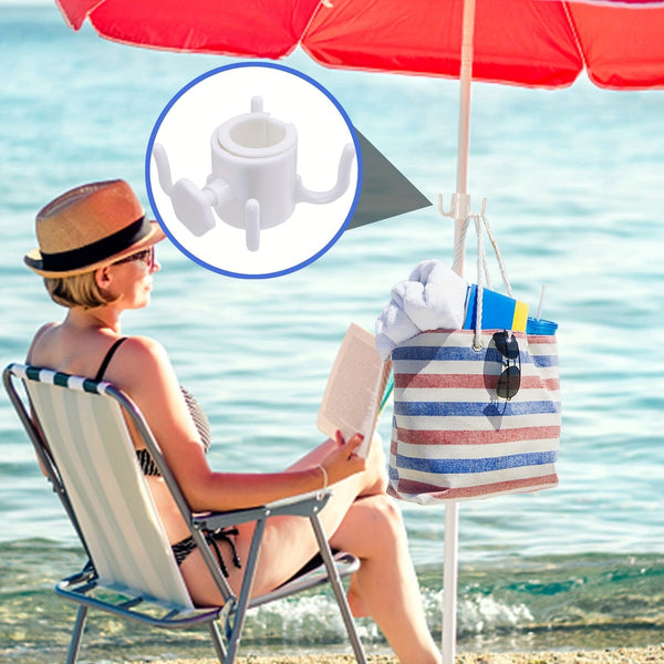 Planet Gates White 1pc Umbrella Canopy 4-Prongs Durable Beach Umbrella Hanging Hook Plastic Umbrella Hook Hanging Beach Umbrella Hanger Clips Holder (Color : White)