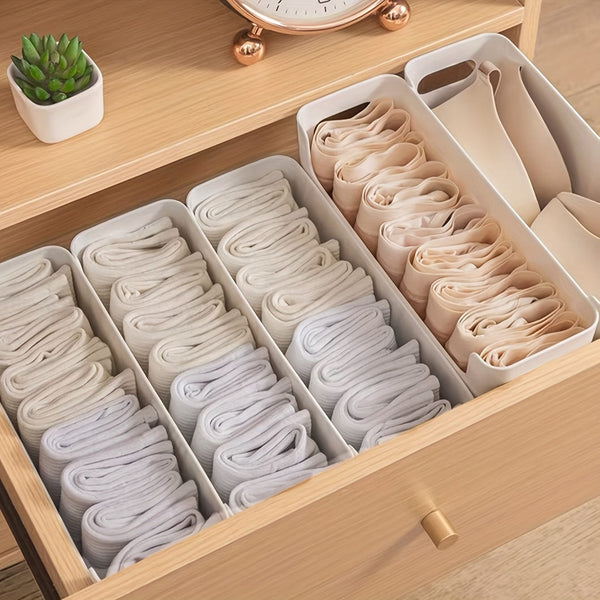 Planet Gates White 1pc Underwear Storage Box, Plastic Storage Drawer Basket For Ties Bras, Socks, Household Space Saving Organizer Of Wardrobe, Closet, Bedroom, Home, Dorm