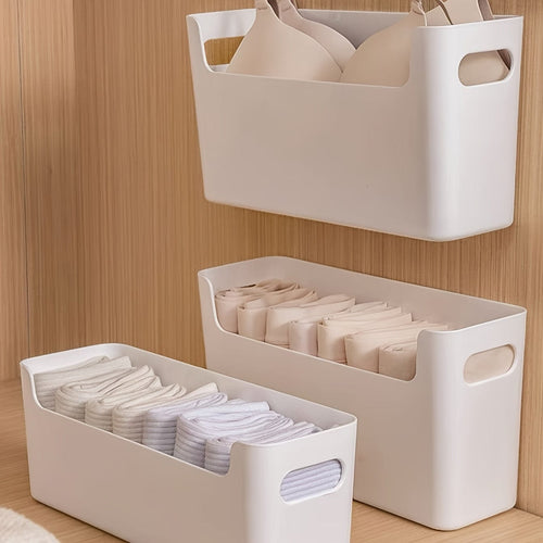 Planet Gates White 1pc Underwear Storage Box, Plastic Storage Drawer Basket For Ties Bras, Socks, Household Space Saving Organizer Of Wardrobe, Closet, Bedroom, Home, Dorm