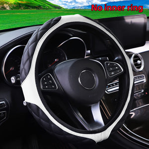 Planet Gates White 1pc Wear-resistant Comfortable PU Leather Three-dimensional Embroidery No Inner Ring Steering Wheel Cover For 36.83-38.1cm Steering Wheel For Women
