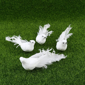 Planet Gates white 1pc White Birds Artificial Foam Feather Doves Craft Birds Mini Decorative Birds 15*4.5cm