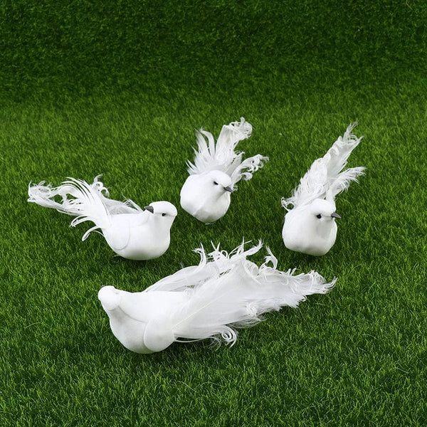 Planet Gates white 1pc White Birds Artificial Foam Feather Doves Craft Birds Mini Decorative Birds 15*4.5cm
