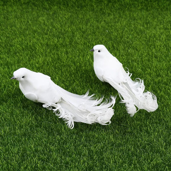 Planet Gates white 1pc White Birds Artificial Foam Feather Doves Craft Birds Mini Decorative Birds 15*4.5cm