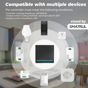 Planet Gates white 2 gang only / CHINA GERMA 1/2/3 Gang RF 433Mhz Smart home Push Wireless Switch Light Remote Control Wall Button Ceiling Lamp On Off ASK Ev1257
