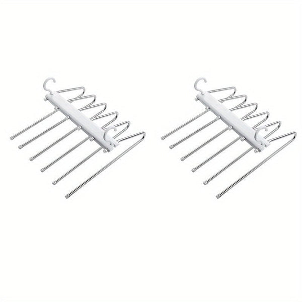 Planet Gates White / 2 Sets 1pc/2pcs Multifunctional Stainless Steel Pants Rack - Foldable, Seamless, and Anti-Slip - Perfect for Hanging and Drying Clothes