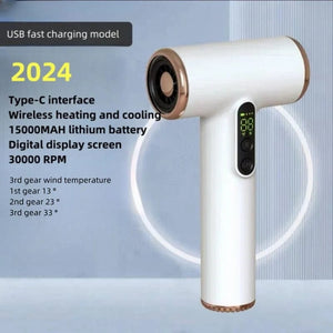 Planet Gates White 2024 Hot Selling Wireless Hair Dryer 30000 Rpm High-Speed Dry Cold Warm Wind Children's Home Dormitory Travel USB Charging Hair