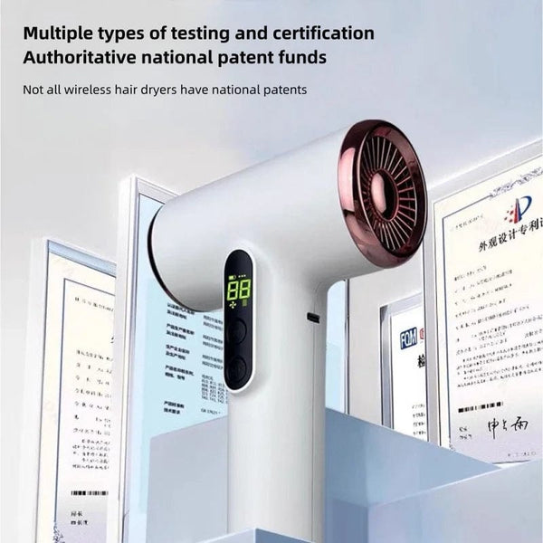 Planet Gates White 2024 Hot Selling Wireless Hair Dryer 30000 Rpm High-Speed Dry Cold Warm Wind Children's Home Dormitory Travel USB Charging Hair