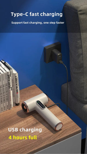 Planet Gates White 2024 Hot Selling Wireless Hair Dryer 30000 Rpm High-Speed Dry Cold Warm Wind Children's Home Dormitory Travel USB Charging Hair