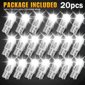 Planet Gates White 20PCS 12V White LED Light T10 194 168 W5W 2825 COB LED License Plate Interior Light Bulbs 6000K Trailer Truck Car Lorry
