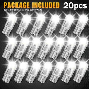 Planet Gates White 20PCS 12V White LED Light T10 194 168 W5W 2825 COB LED License Plate Interior Light Bulbs 6000K Trailer Truck Car Lorry