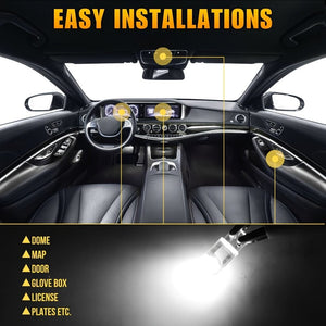 Planet Gates White 20PCS 12V White LED Light T10 194 168 W5W 2825 COB LED License Plate Interior Light Bulbs 6000K Trailer Truck Car Lorry