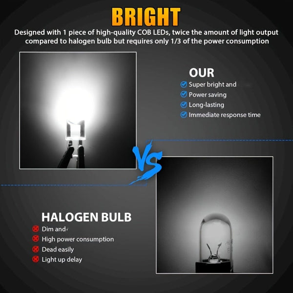 Planet Gates White 20PCS 12V White LED Light T10 194 168 W5W 2825 COB LED License Plate Interior Light Bulbs 6000K Trailer Truck Car Lorry