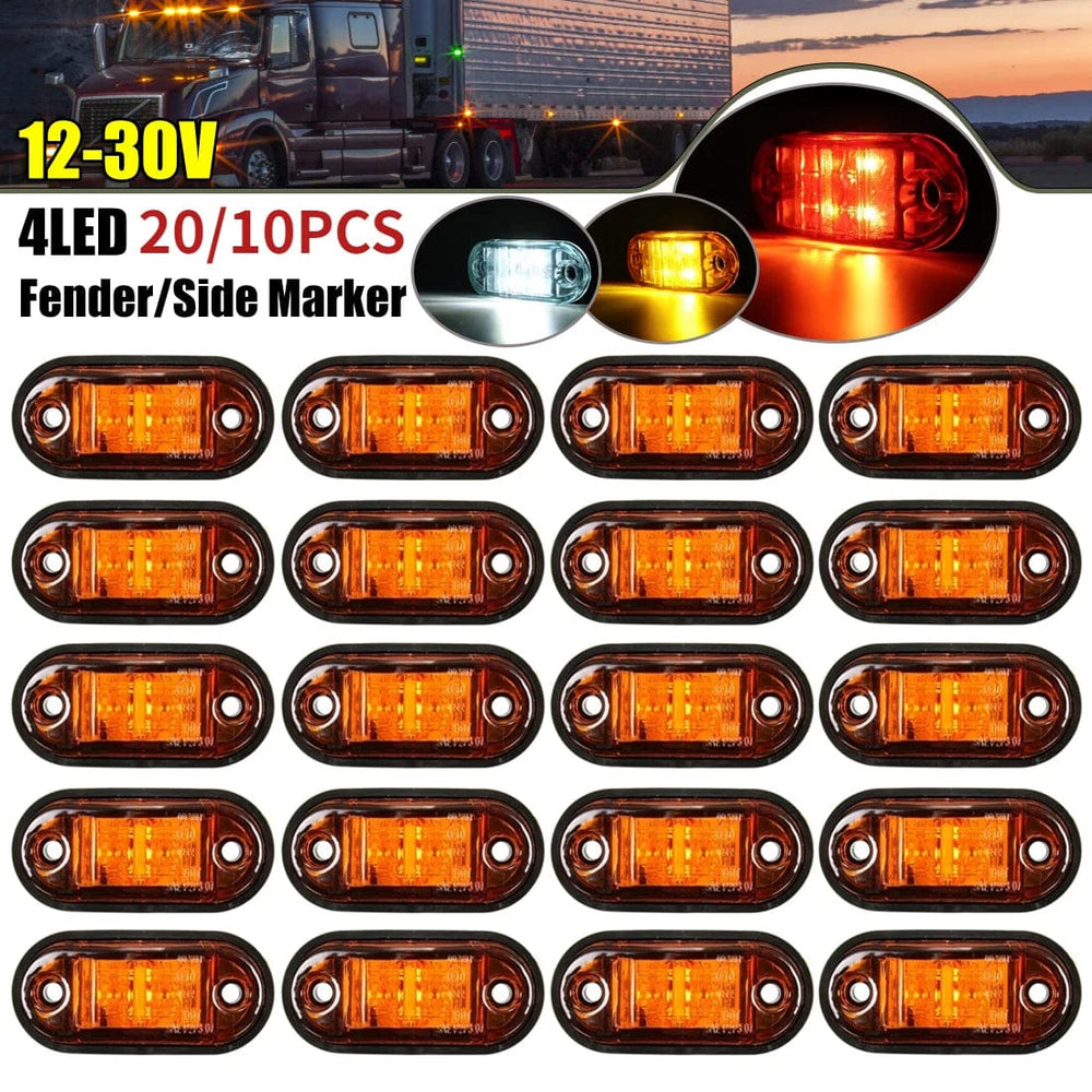 Planet Gates White / 20PCS 20/10PCS 4 LED 12V-24V Side Marker Lights Oval Front Rear Clearance Indicator Lamp Truck Accessorie for Trailer BUS Van Caravan