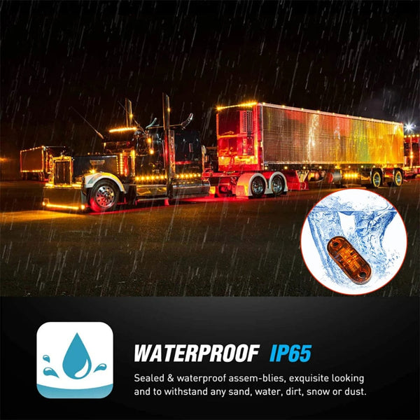 Planet Gates White / 20PCS 20/10PCS 4 LED 12V-24V Side Marker Lights Oval Front Rear Clearance Indicator Lamp Truck Accessorie for Trailer BUS Van Caravan