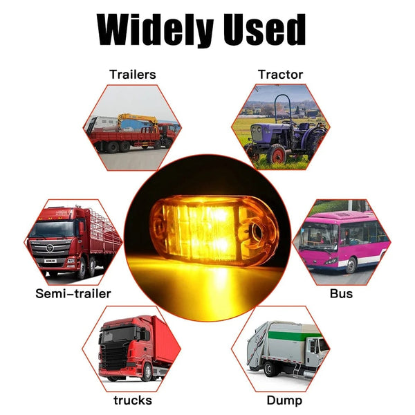 Planet Gates White / 20PCS 20/10PCS 4 LED 12V-24V Side Marker Lights Oval Front Rear Clearance Indicator Lamp Truck Accessorie for Trailer BUS Van Caravan