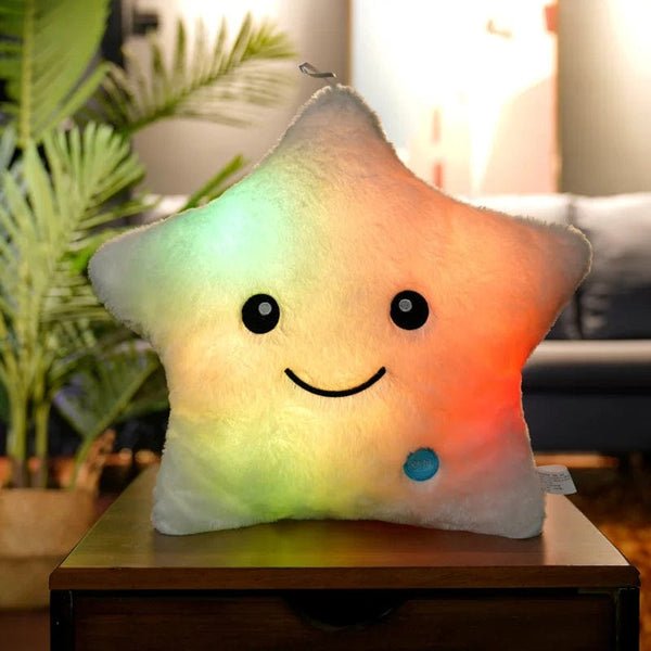 Planet Gates WHITE 24*22cm Creative Toy Luminous Star Pillow Stuffed Plush Glowing Colorful Stars Cushion Led Light Toys Gift For Kids Children