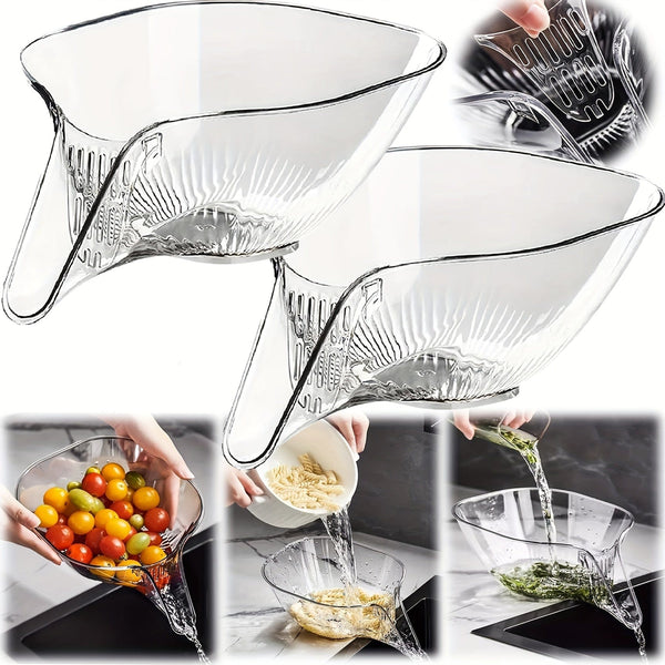 Planet Gates White 2pcs 1/2pcs, Drain Basket, Drainage Basket, Multifunctional Plastic Draining Bowl, Household Kitchen Food Drainer, Vegetable Washing Basin, Fruit Plate, Strainer Basket With Funnel For Vegetables, Pasta.