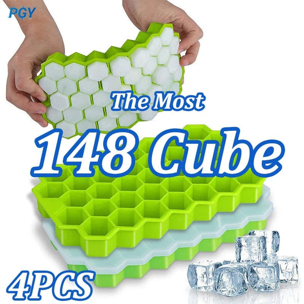 Planet Gates White / 2Pcs 4/2/1PCS Silicone Ice Cube Mold 148 Cube Large-capacity Ice Trays Food Grade Ice Maker BPA Free Reusable Ice Maker with Lids