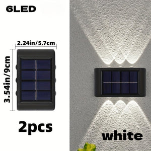 Planet Gates White / 2pcs 6 LED Solar Powered Up Wall Lamps, 2-piece Outdoor Wall Lamps Suitable For Home Use, Small External Lamps Waterproof Nordic Style Lighting Decoration Suitable For Home Garden Porch (white/warm White)